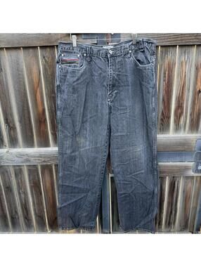 Enyce Clothing Y2K Gray Baggy Embroidered Jeans Men's 38 Waist